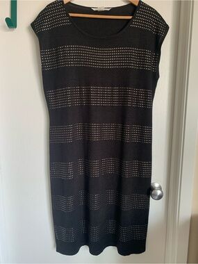 Retro Peter Nygard Black Studded Knit Shift Dress